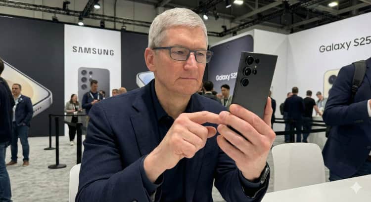 苹果ceo库克用三星手机图片_1